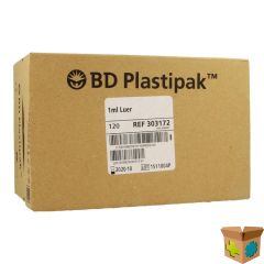 BD plastipak spuit 1 ml luer tip 120st 