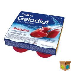 GELODIET GELWATER GESUIKERD GRENADINE POT 4X120G