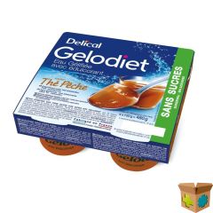 GELODIET GELWATER ZOETSTOF PERZIKTHEE POT 4X120G