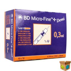 BD MICROFINE+ INS.SP.DEMI 0,3ML 30G 8MM 100 324826